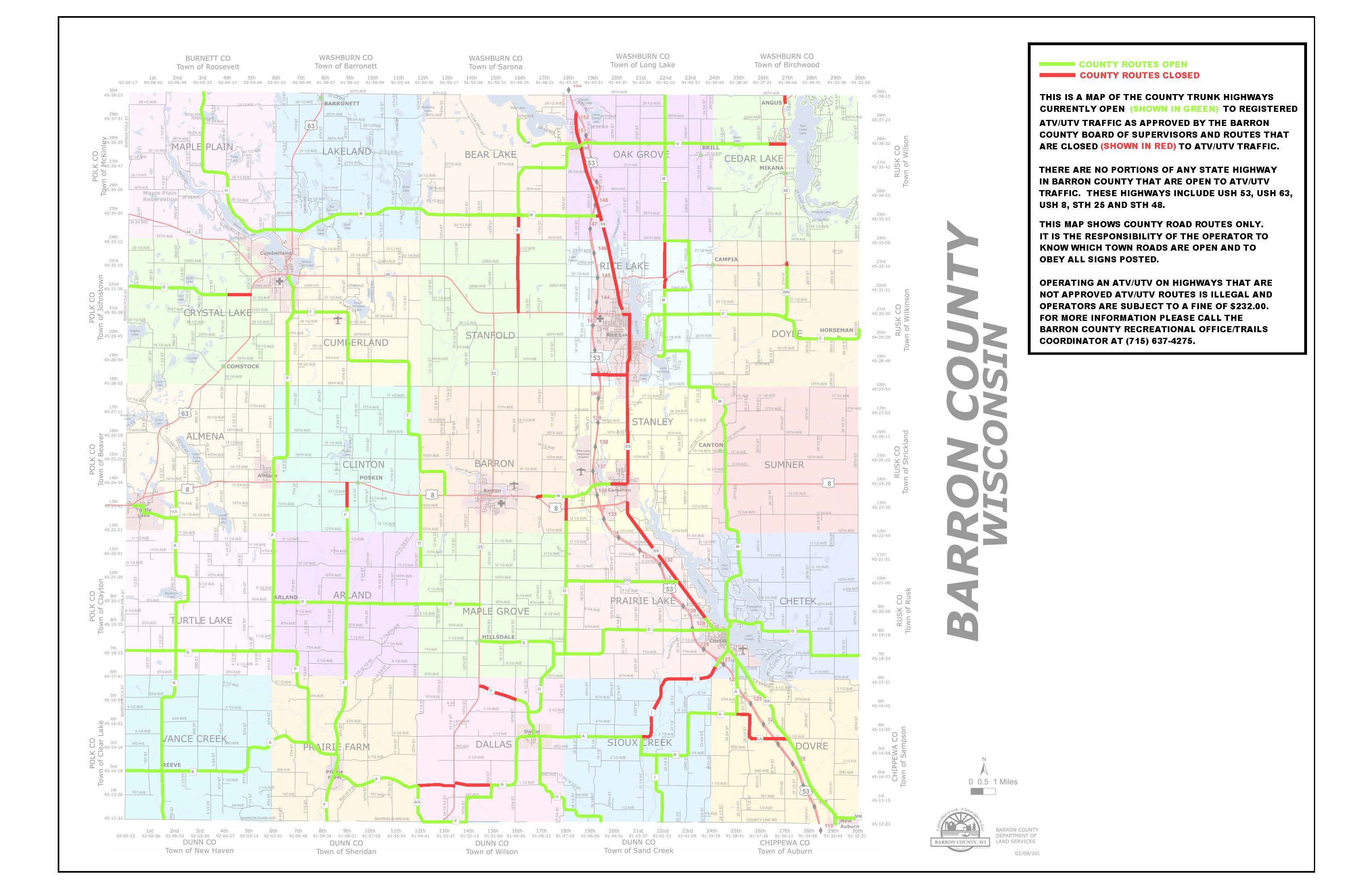 ATV/UTV County Highway Route Openings Barron County, WI